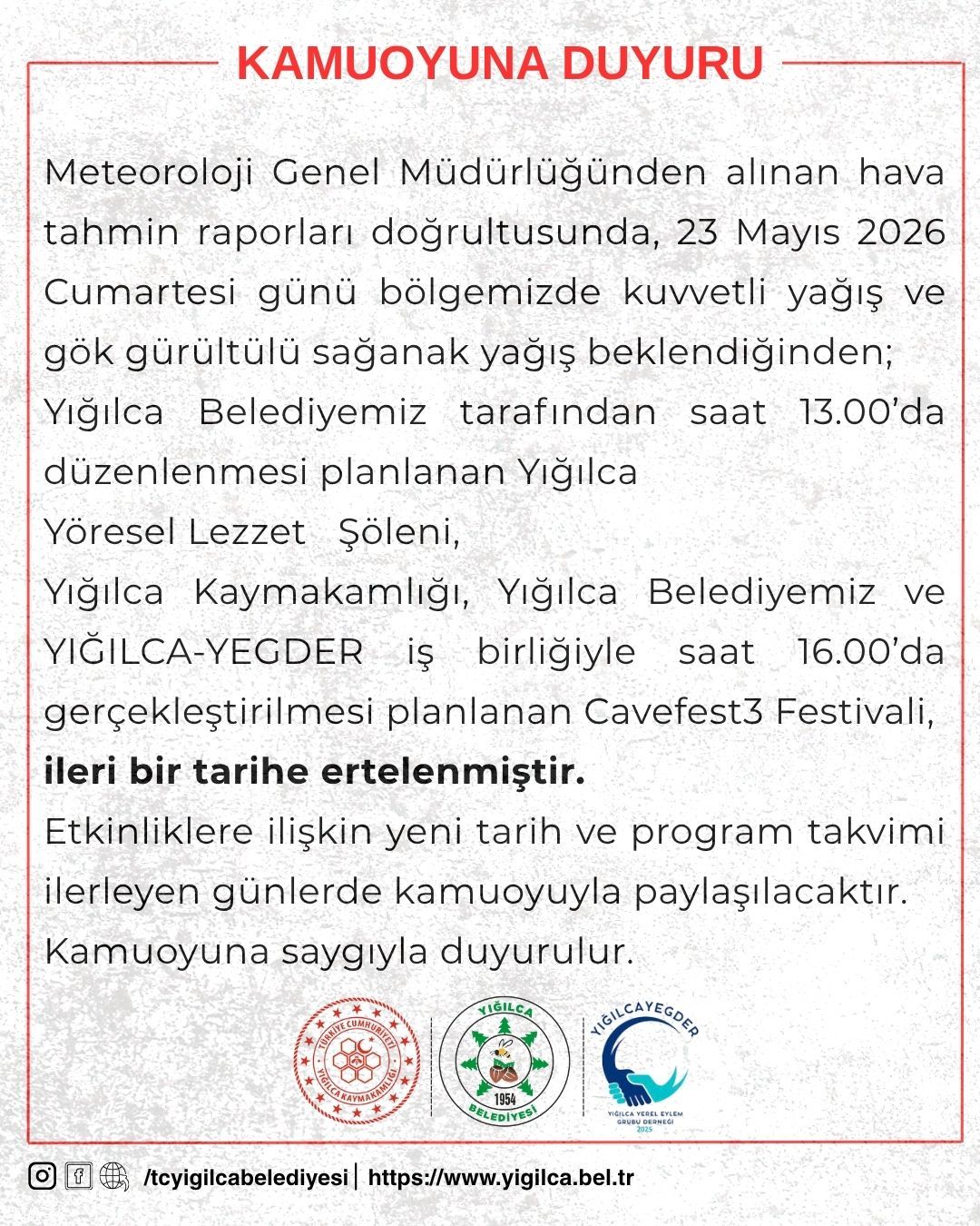 Erteleme Hakkında Kamuoyu Bilgilendirmesi